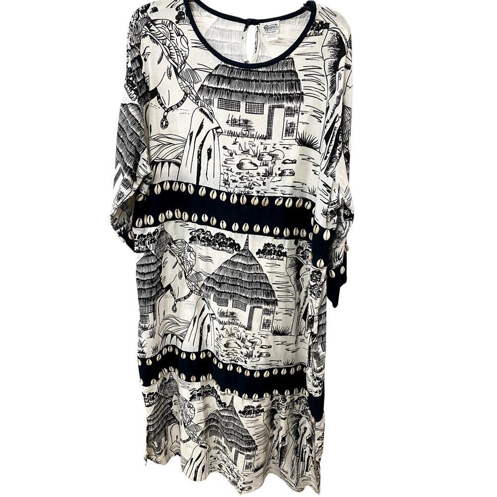 Vintage White/Black Gunit Fashion Dress - Size 1X (EUC)